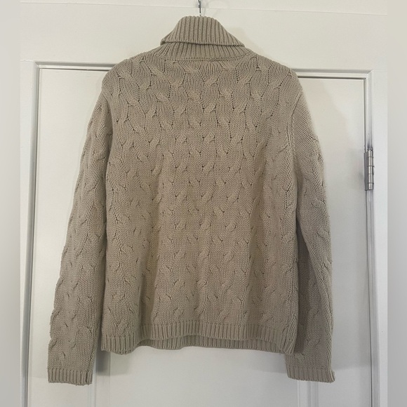 Cozy Classic Elements Cable Knit Tan Turtleneck Sweater - XL - Picture 5 of 5